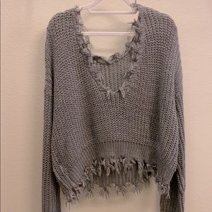 Grey fringe sweater